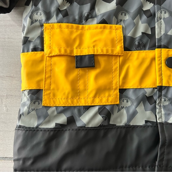 Western Chief Black Gray Yellow Kids Batman Waterproof Snap Raincoat - Picture 4 of 6